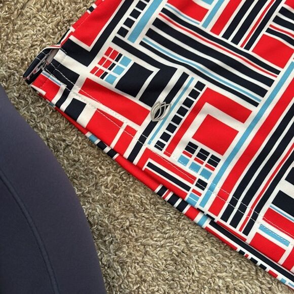 GGBlue Grace National Geometric Red Blue WhiteGolf Polo Tank Size S - Picture 3 of 4